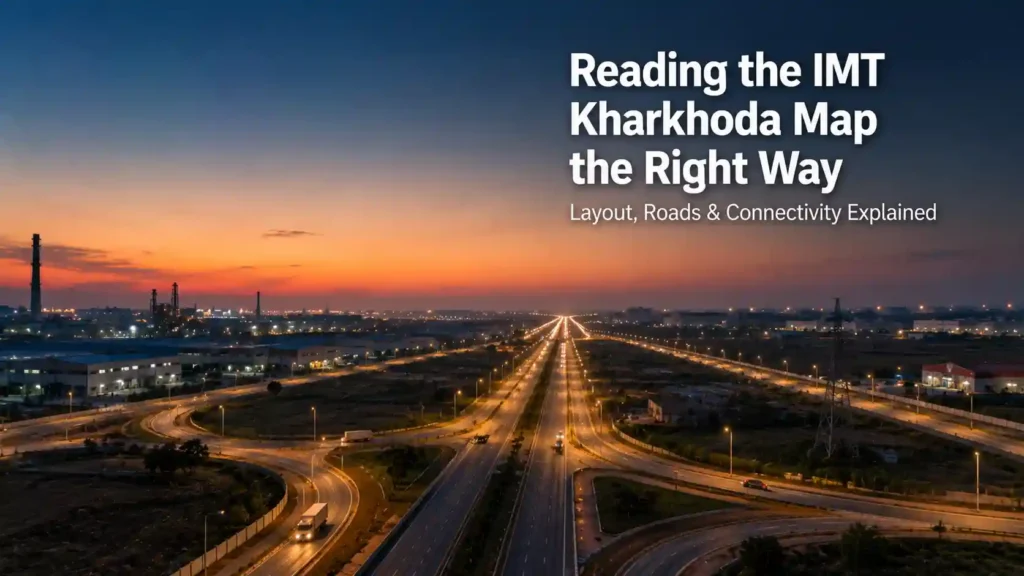 Converging roads near an industrial zone representing the IMT Kharkhoda map and layout