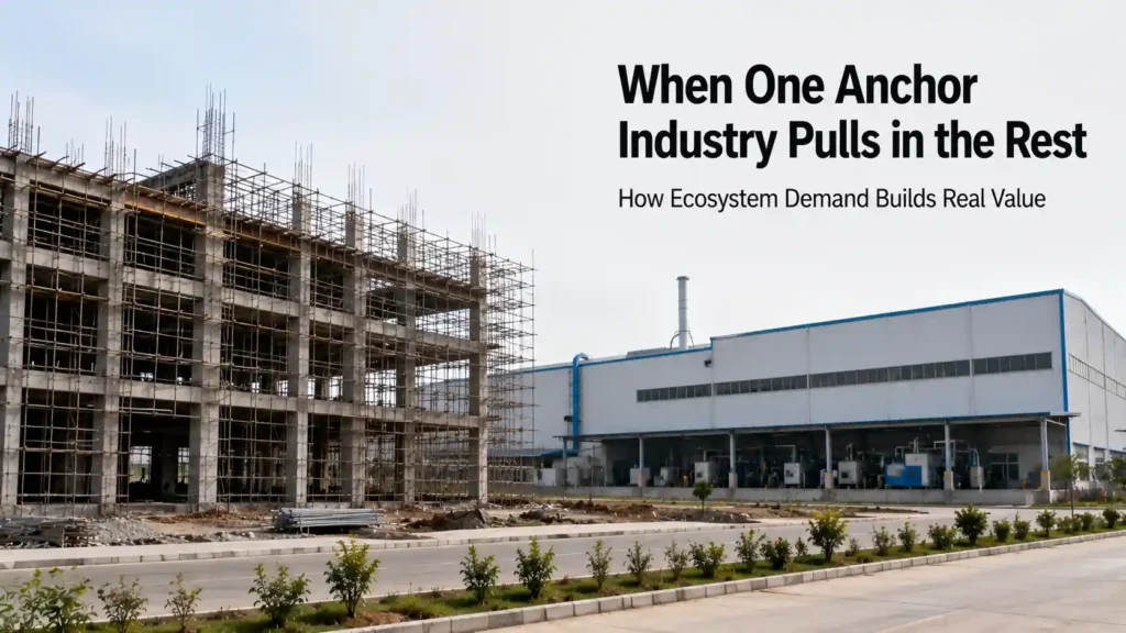 Factory under construction beside an operating facility representing the IMT Kharkhoda industrial ecosystem effect