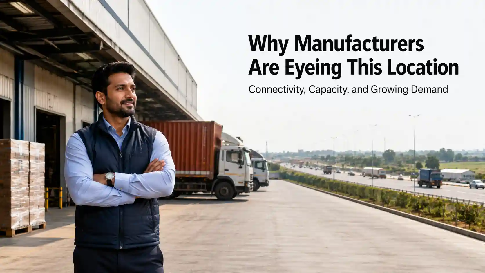 Factory operator at a loading dock representing manufacturer demand near IMT Kharkhoda Phase 2