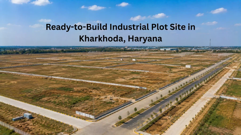 Ready-to-build industrial plot site in Kharkhoda Haryana showing organised layout, clear boundaries, and wide internal access roads representing Sisana industrial plot investment opportunity