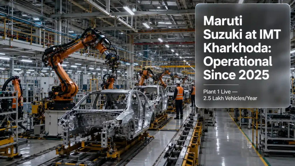 Modern automotive assembly line with a robotic arm, representing the auto-manufacturing ecosystem forming around IMT Kharkhoda