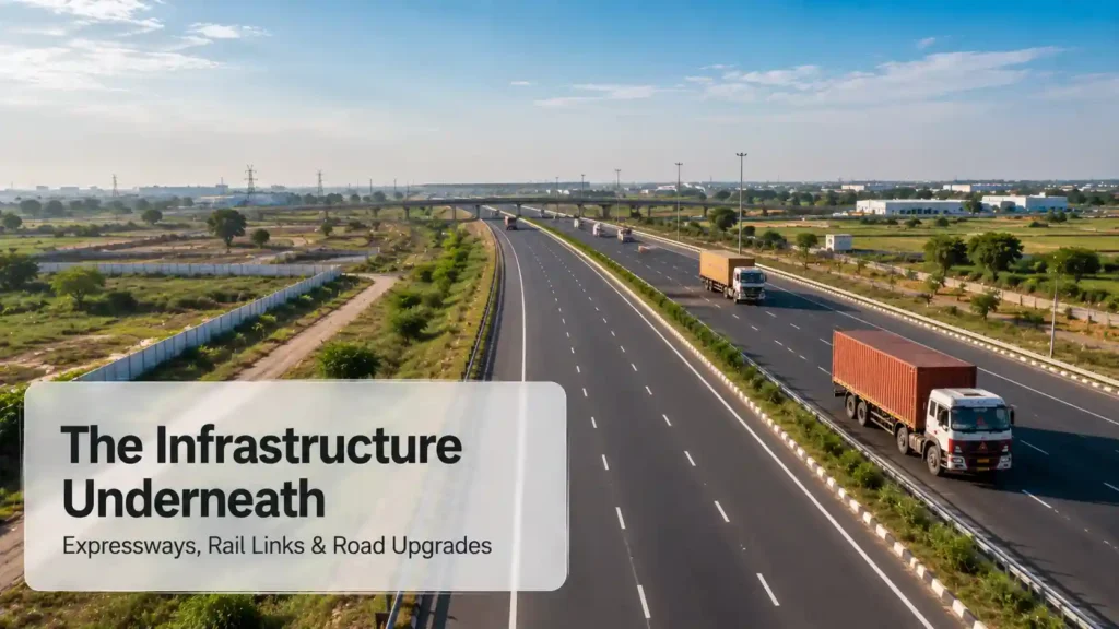 Expressway traffic near the IMT Kharkhoda industrial corridor