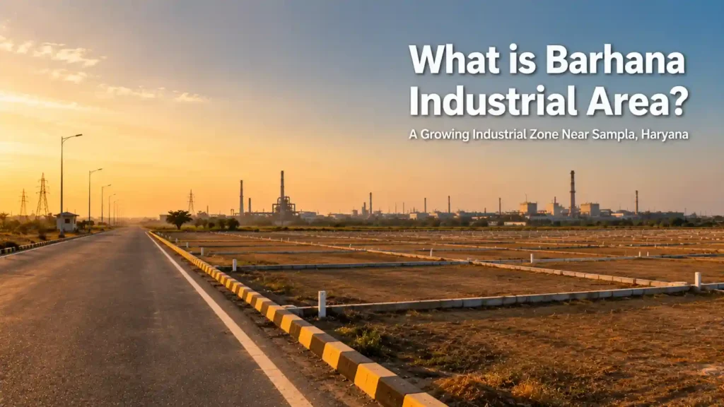 Open plotted industrial land representing Barhana Industrial Area near Sampla, Haryana